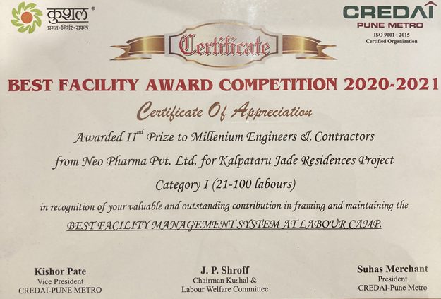 Best Facility 2020  Certificate