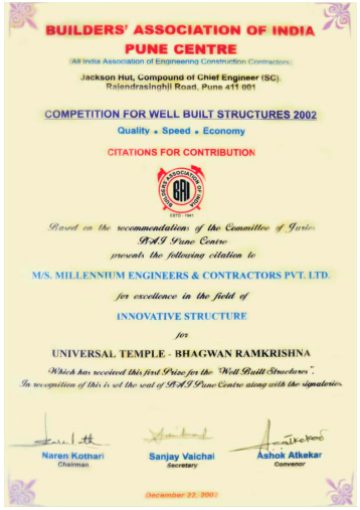 2002-BAI - Well Built Structure - 1st Prize - Universal Temple