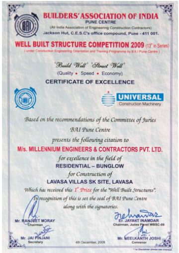 2009-BAI - Well Built Structure - 1st Prize-Lavasa